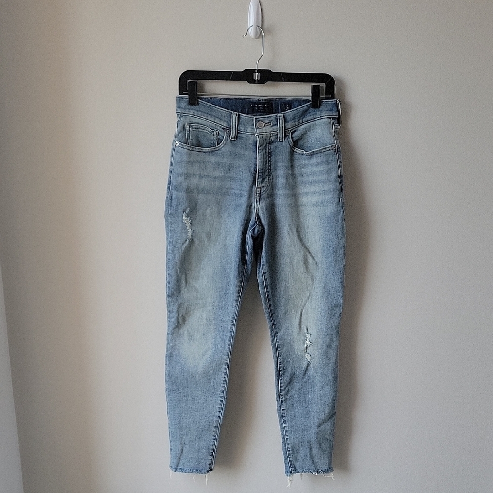 Lucky Brand Mid Rise Skinny Ava Denim Jeans Women Sz 10/30 Distressed Light Blue